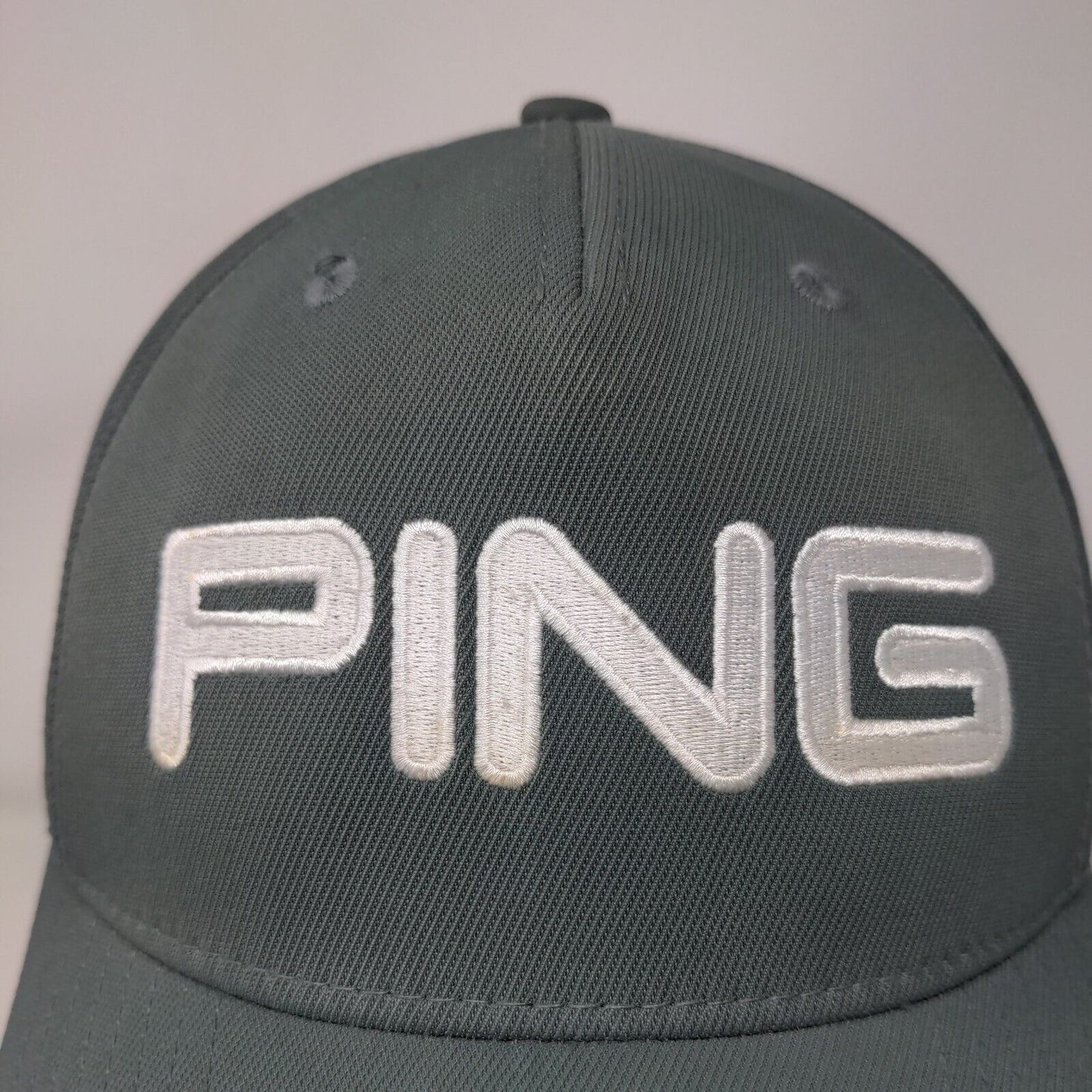 PING Fitted Hat Gray L-XL Embroidered Sensorcool Vented Holes 5 Panel