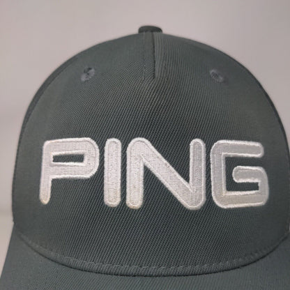 PING Fitted Hat Gray L-XL Embroidered Sensorcool Vented Holes 5 Panel