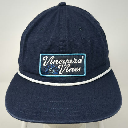 Vineyard Vines Snapback Blue One Size Rope Cotton Whale Patch Script Logo Hat