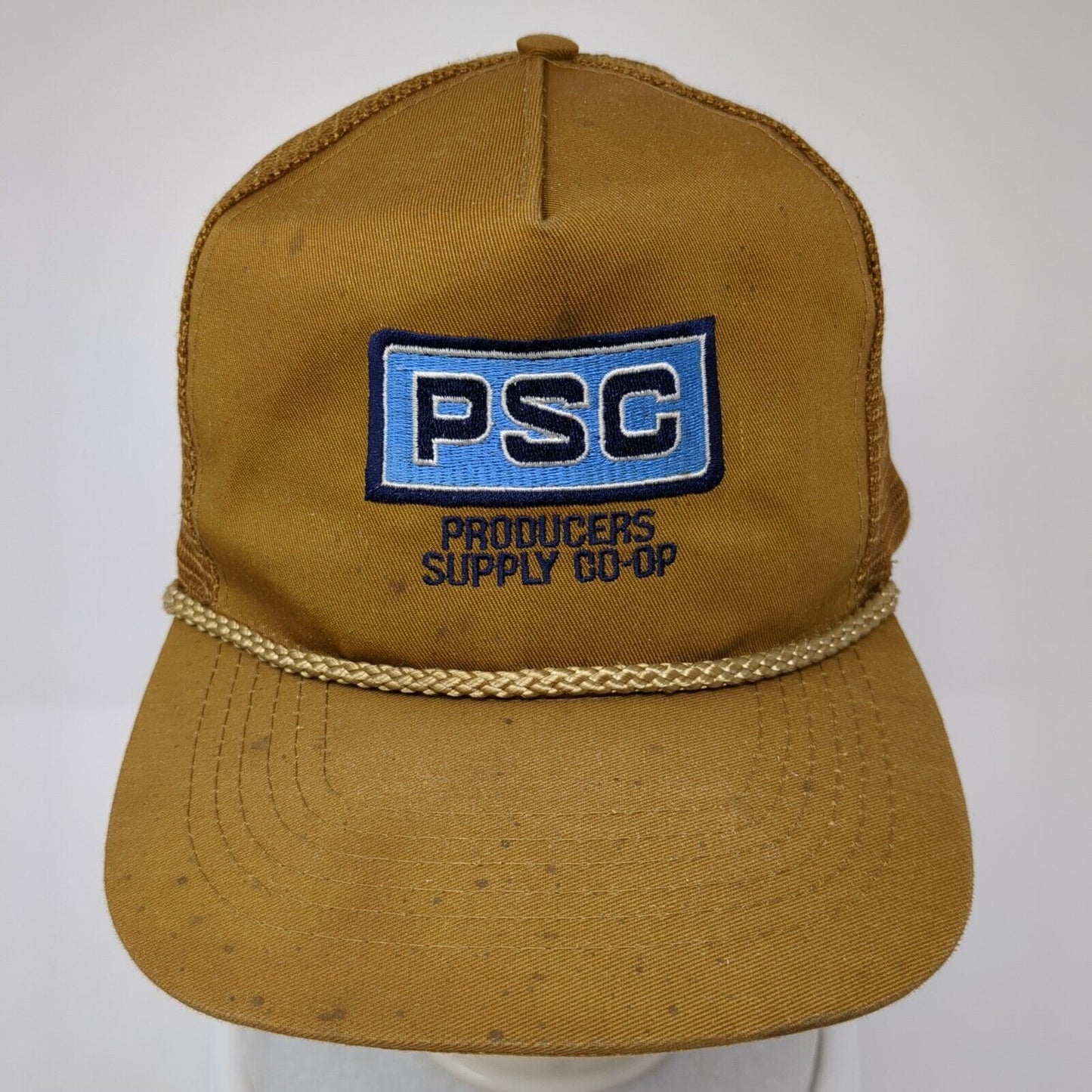 PS Producers Supply Co-Op Snapback Trucker Hat Brown OS Adjustable Rope Otto