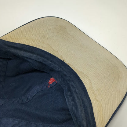 Polo Ralph Lauren Baseball Cap Blue OS Leather Strapback Big & Tall Hat Vintage