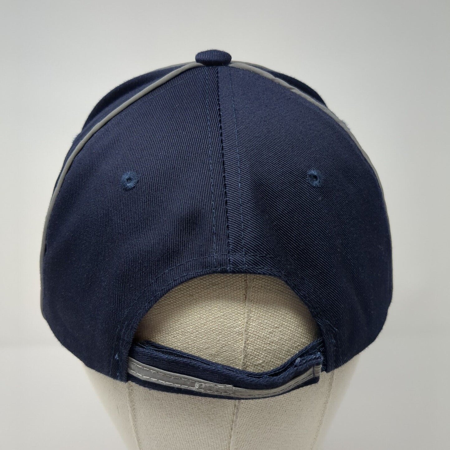 Image Solutions Strapback Hat Blue One Size Embroidered Logo Piping