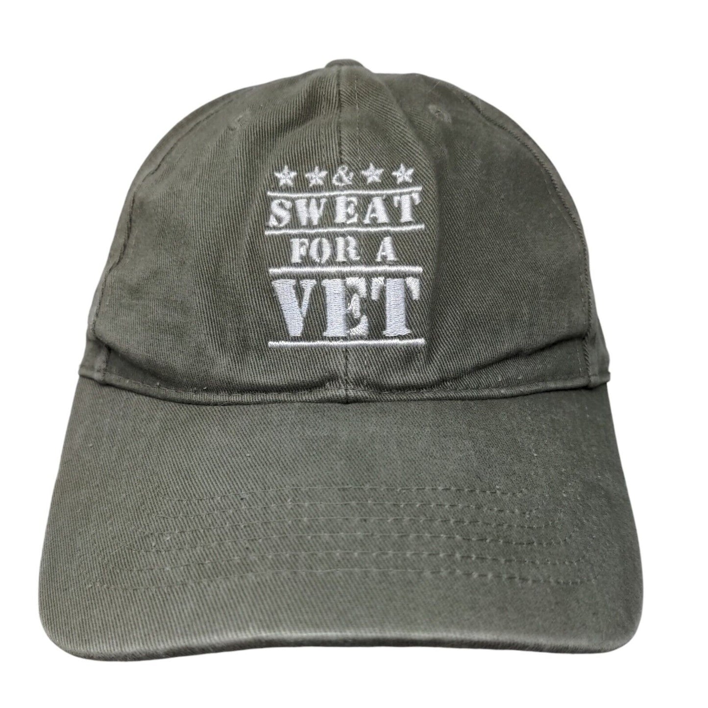 Sweat For A Vet Sport & Health Slideback Hat Green OSFA Embroidered