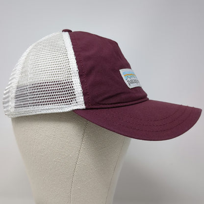Patagonia Trucker Hat Red One Size Mesh Back Snapback Mountain Logo Adjustable