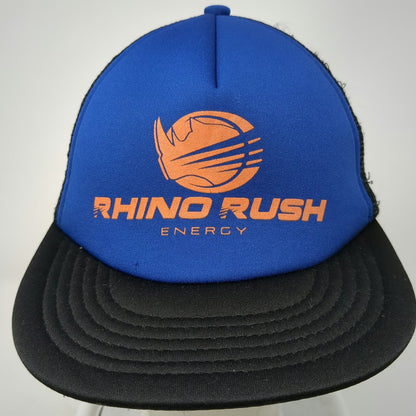 District Trucker Hat Blue Black OSFM Rhino Rush Energy Drink Logo Snapback Mesh