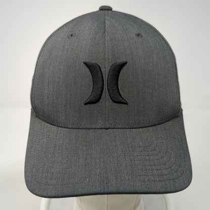 Hurley Baseball Cap Gray M Fitted Logo Embroidered Flexfit Stretch Curved Hat