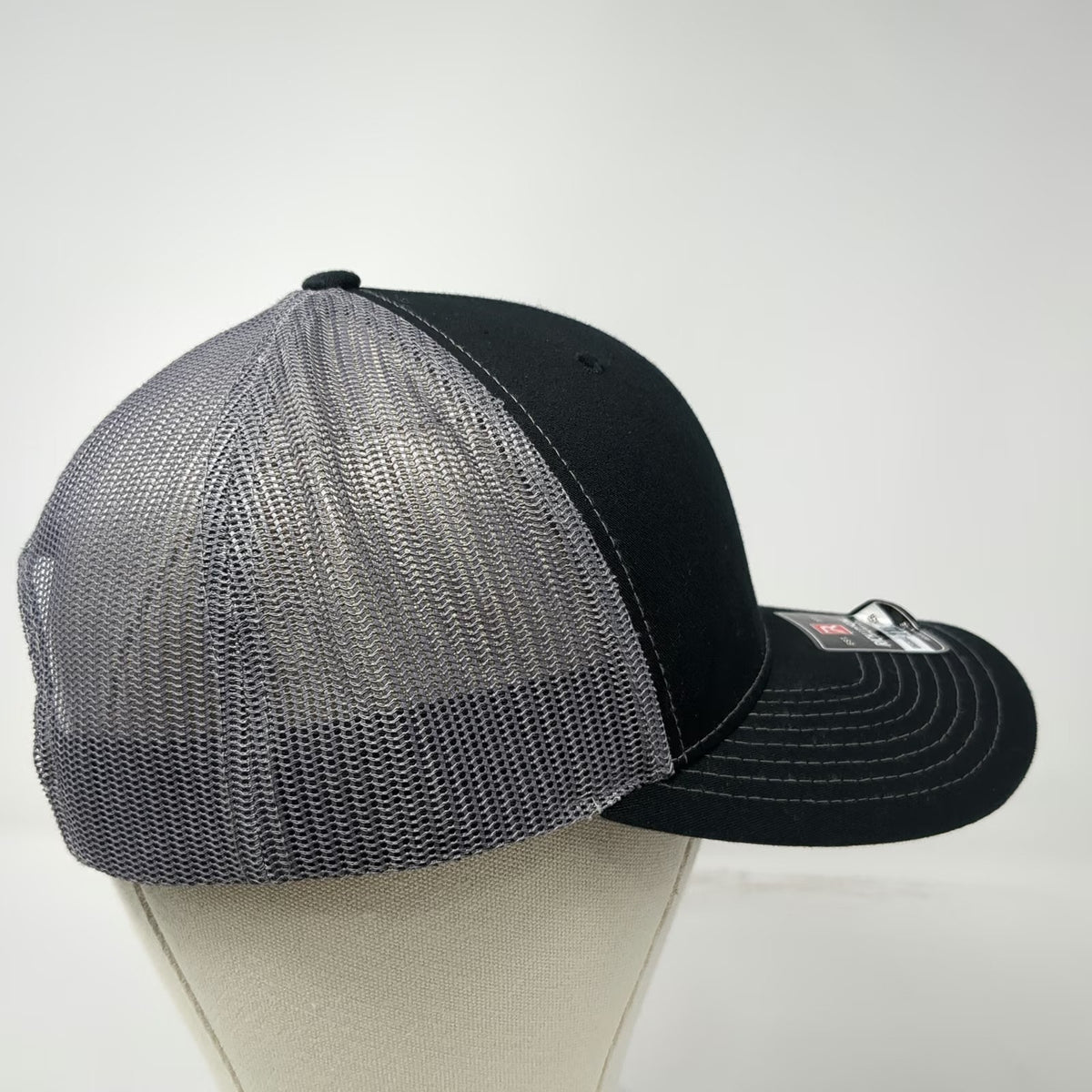 Richardson Trucker Hat Black One Size Rangen Logo Mesh Back Snapback Adjustable