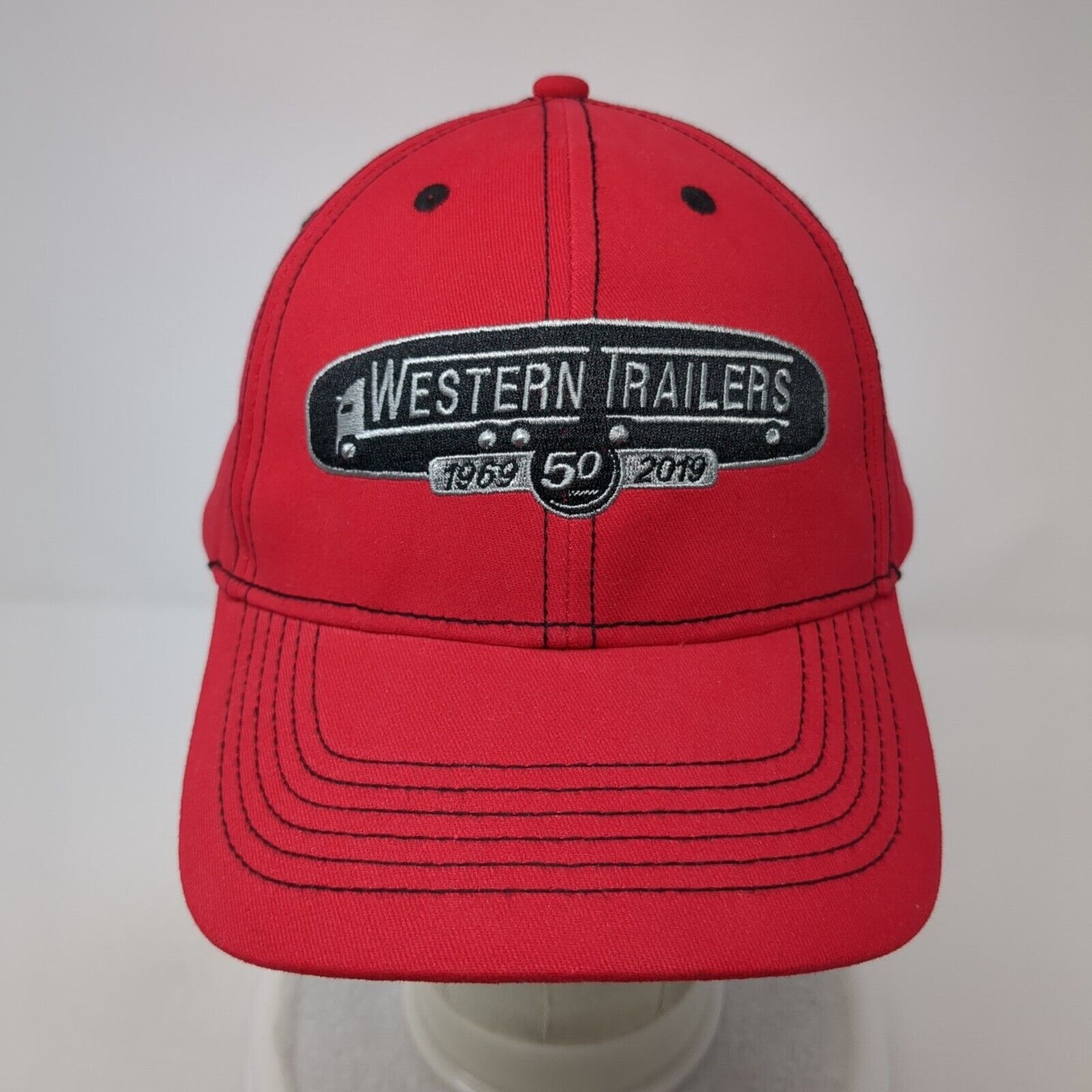Western Trailers 1969-2019 Strapback Hat Red One Size Adjustable Embroidered