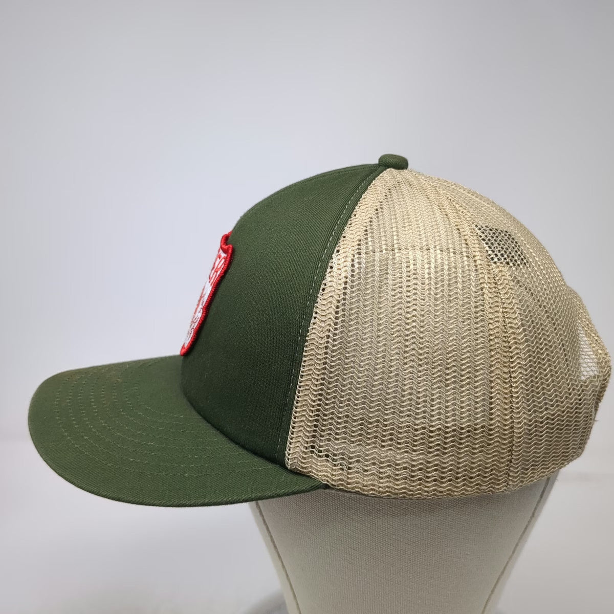 Seager Trucker Hat Green Beige One Size Mesh Snapback Fishing Club Patch