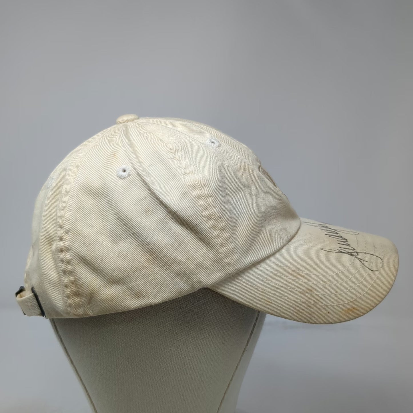 Imperial Baseball Cap Beige One Size Autographed Signed Cotton Crest Hat