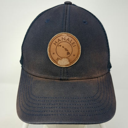 Legacy Trucker Hat Blue One Size Hanalei Kauai Hawaii Leather Patch Snapback