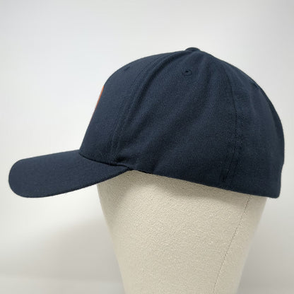 Flexfit Baseball Cap Blue Orange White XL Fitted Hat DB Logo Embroidered
