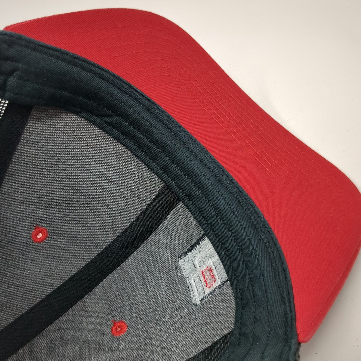 Richardson Trucker Hat Red One Size Mesh Snapback Engelmann-Partners Logo Black