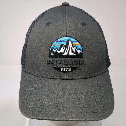 Patagonia Trucker Hat Gray One Size Mesh Snapback Mountain Logo 1973 Hiking Cap