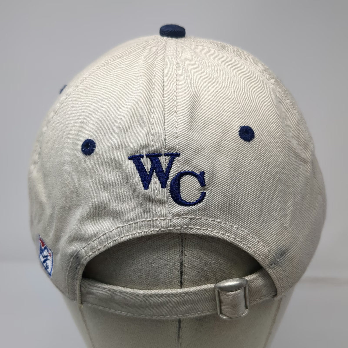 Whitman College NCAA The Game Cap Beige Blue One Size Slideback WC Logo Hat