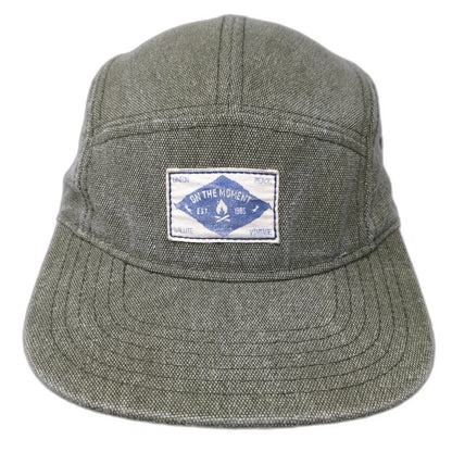 On The Moment 5 Panel Green Hat One Size Adjustable Slideback Cotton Campfire