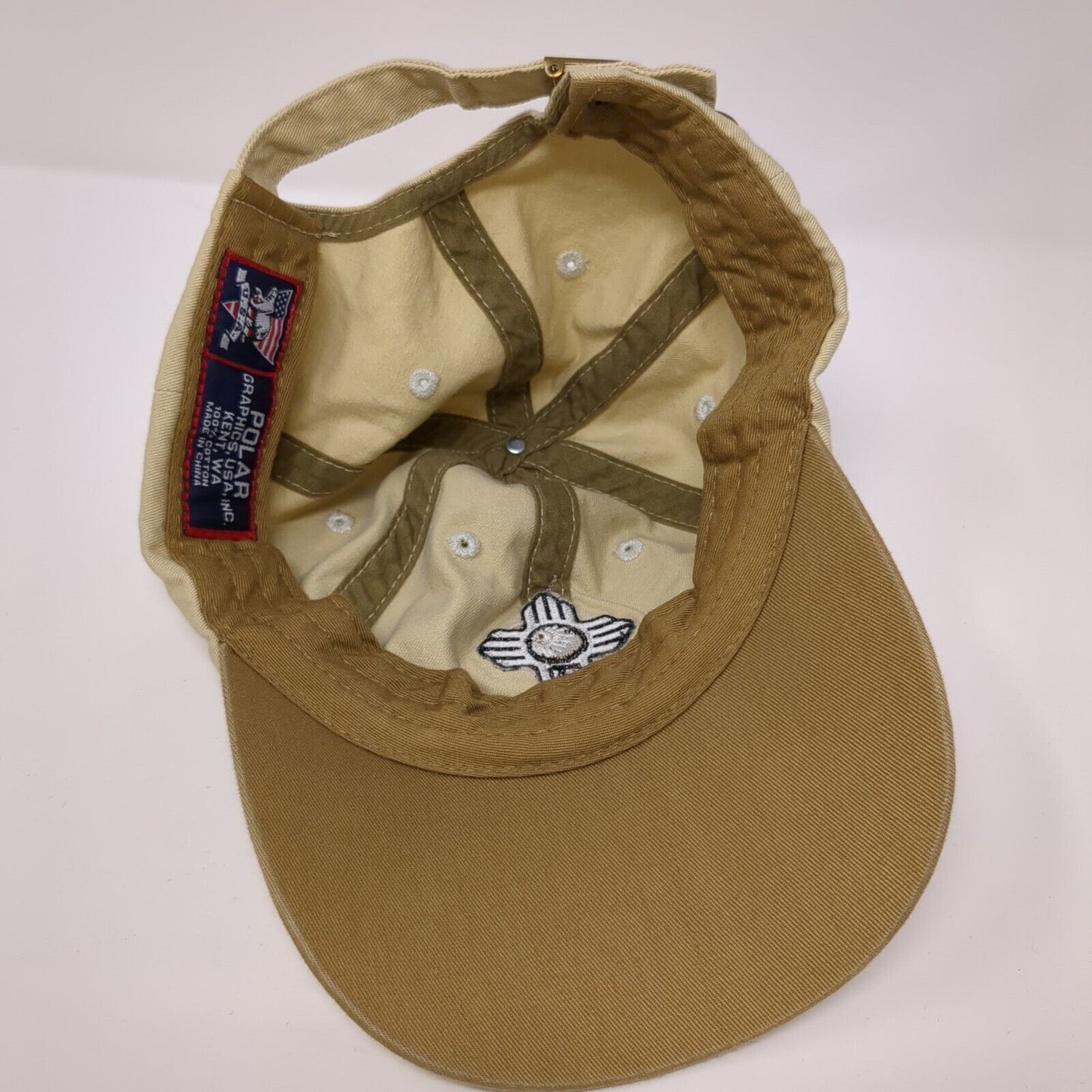New Mexico Slideback Hat Tan One Size Adjustable Embroidered Polar