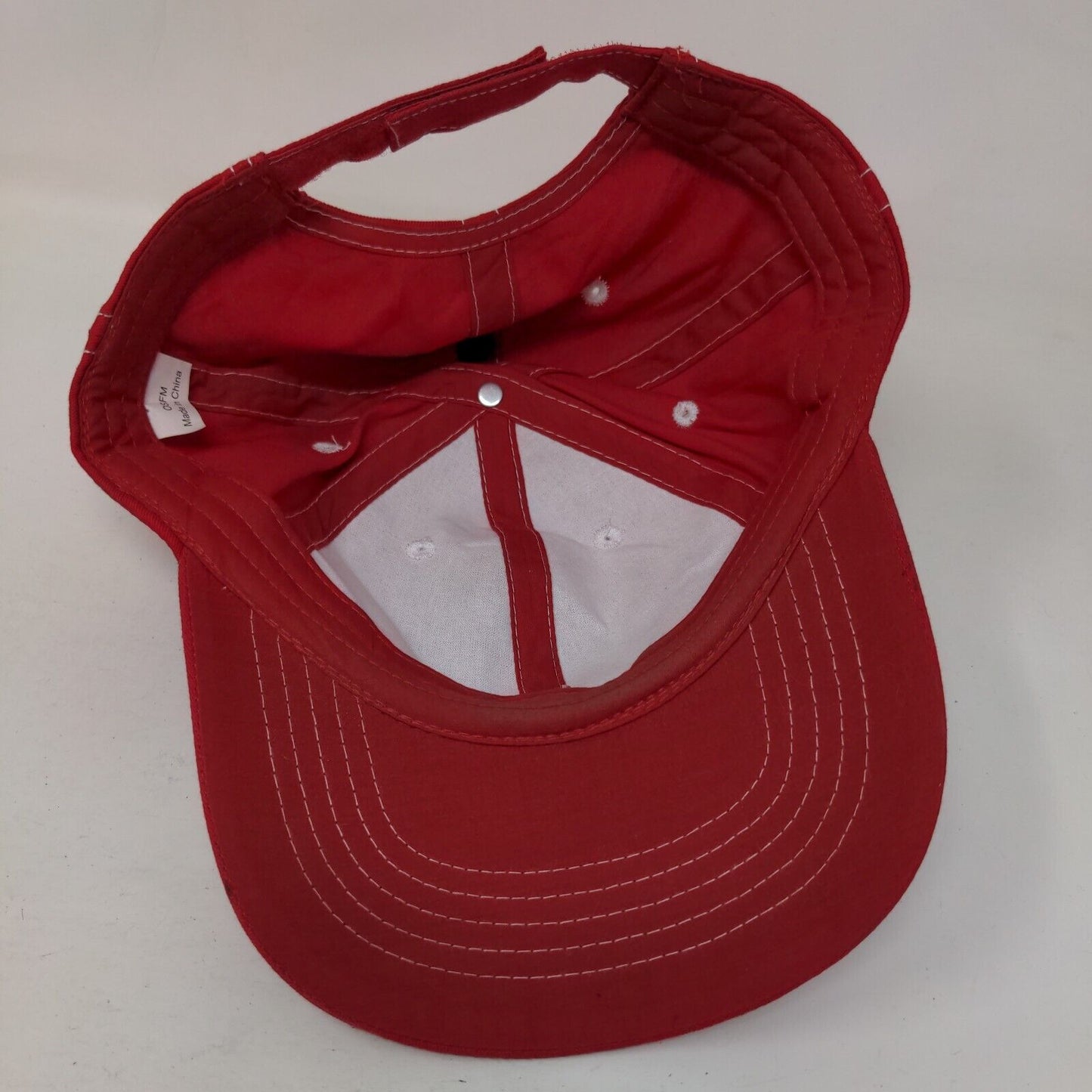 Unbranded Strapback Hat Red OSFM Adjustable Vented Holes 6 Panel Blank