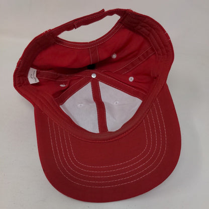 Unbranded Strapback Hat Red OSFM Adjustable Vented Holes 6 Panel Blank