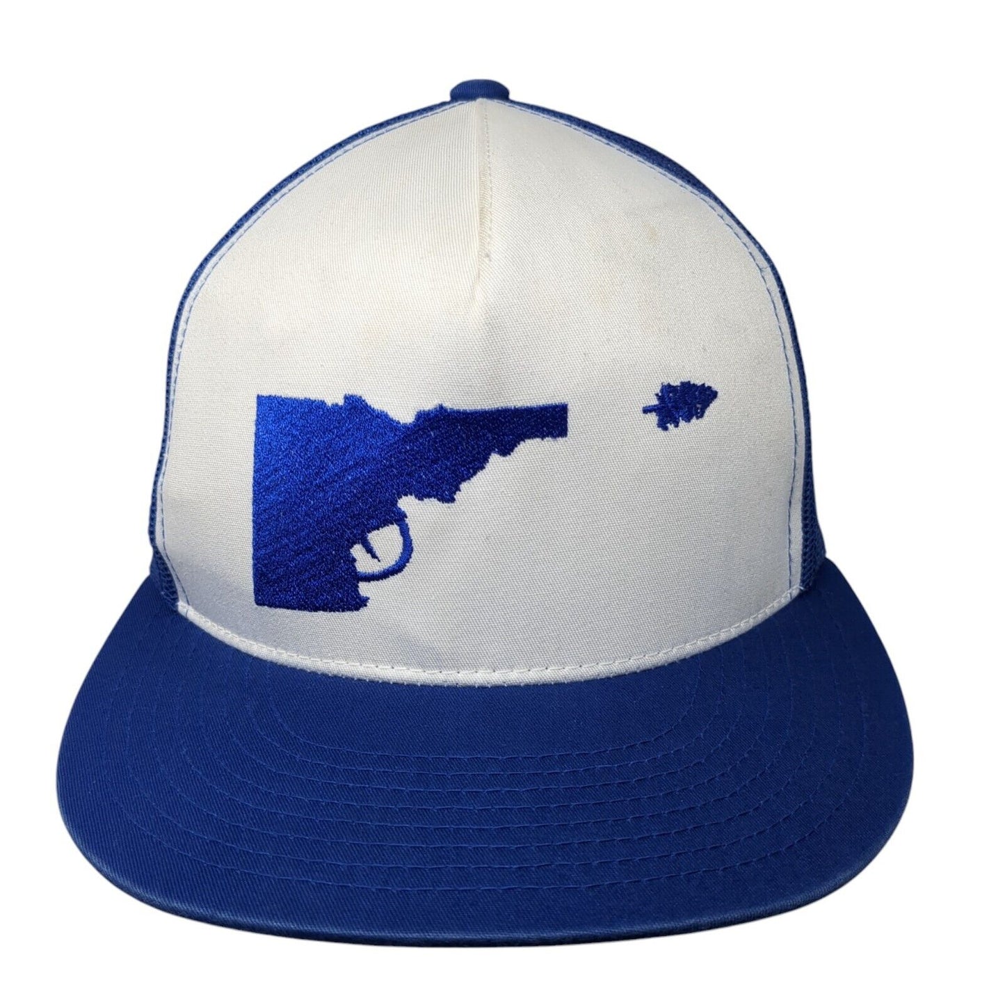 Idaho Tree-Gun Snapback Trucker Hat Blue One Size Flat Bill Yupoong