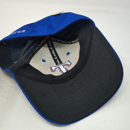 Texas Rangers MLB OC Sports Blue XL Baseball Cap Fitted Hat Lopez Logo Side Pin