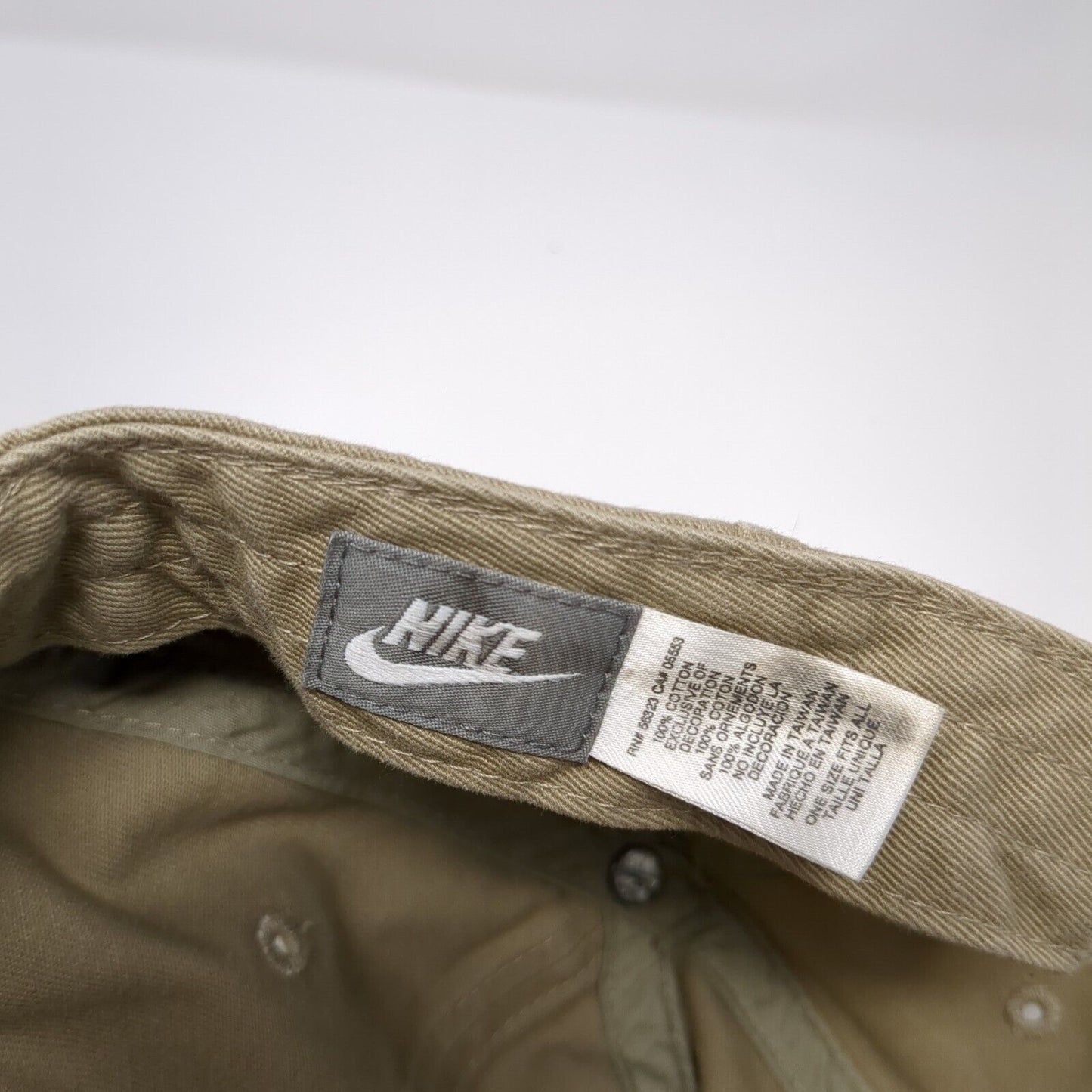 Nike Slideback Hat Tan One Size Adjustable Embroidered Swoosh 6 Panel Cotton