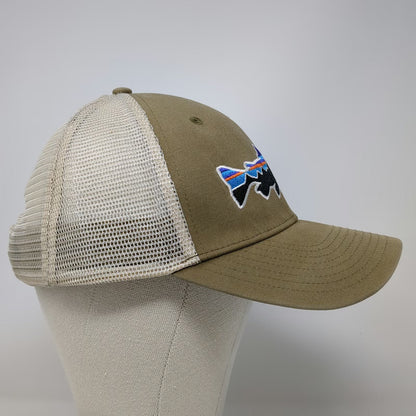Patagonia Trucker Hat Brown One Size Mesh Back Fitz Roy Trout Fish Logo Snapback