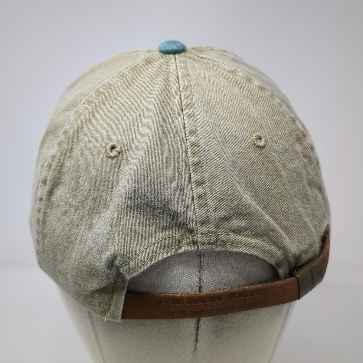Adams Baseball Cap Beige Green One Size River Horse Brewery Hippo Hat Leather NJ
