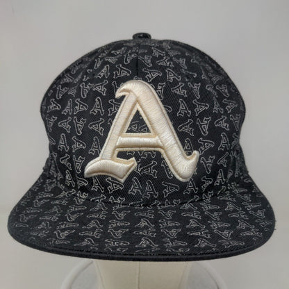 Best Headwear Men's Fitted Flat Bill Hat Black L All Over Print Atlanta Braves