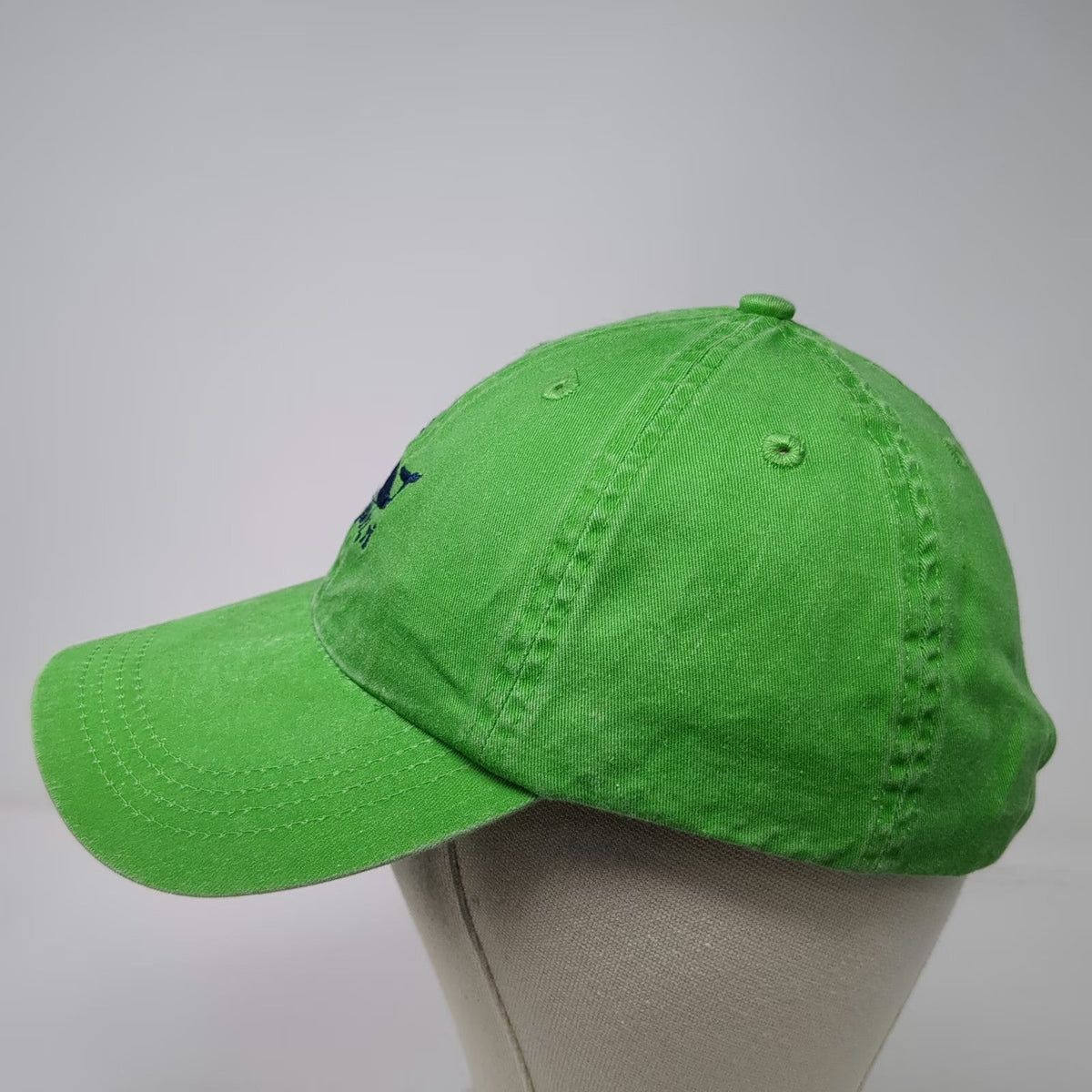 Kate Lord Baseball Cap Green One Size Whale Newport RI Slideback Cotton Hat