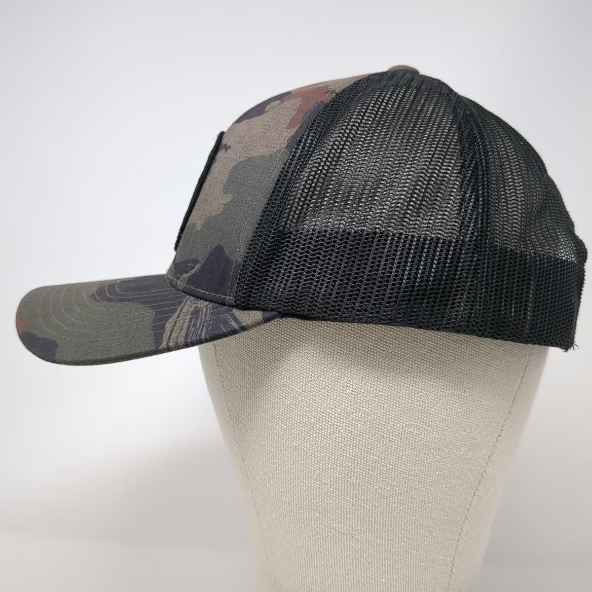 Salty Crew Trucker Hat Black One Size Camo Shark Patch Find Refuge in the Sea