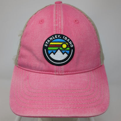 Fahrenheit Stanley Idaho Mountain Patch Pink Trucker Hat One Size Mesh Snapback