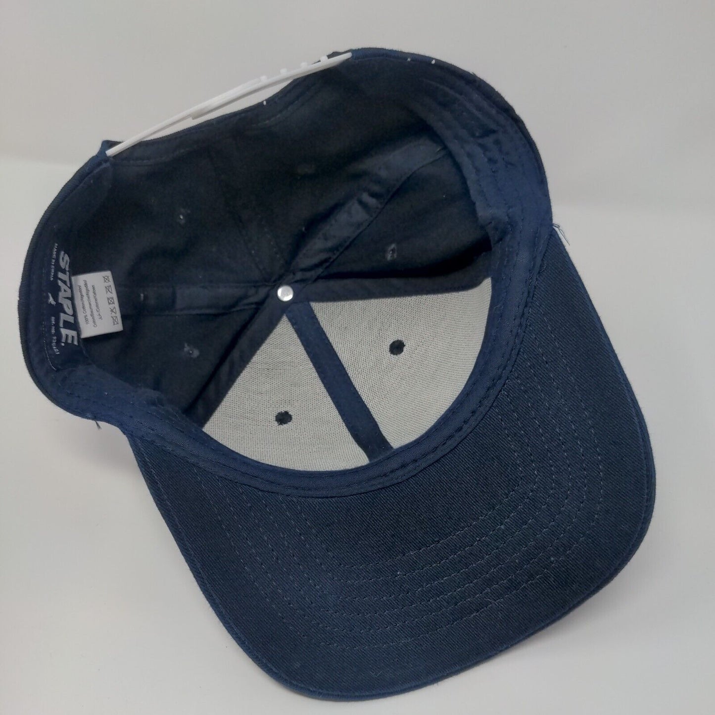 Staple Snapback Hat Blue One Size Adjustable Embroidered 6 Panel Cotton
