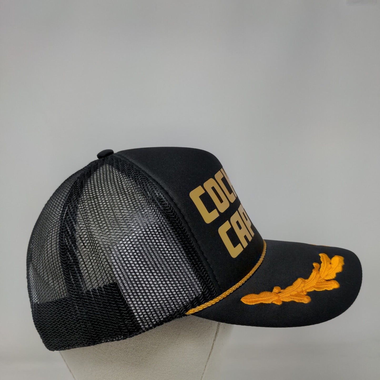 Cocktail Captain Snapback Trucker Hat Black OSFM Adjustable 6 Panel Rope Otto