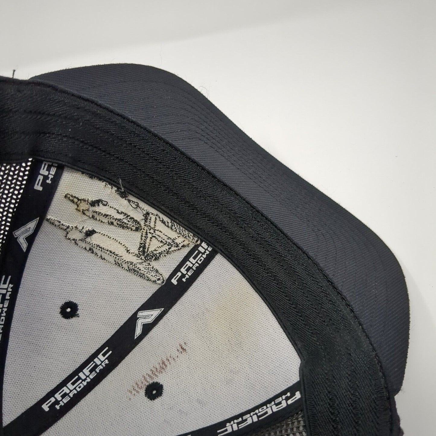 Pacific Headwear Fitted Mesh Back Trucker Hat Black 6 7/8-7 3/8 Feathers