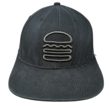 Shake Shack Snapback Black One Size Burger Embroidery Gray Underbrim Hat