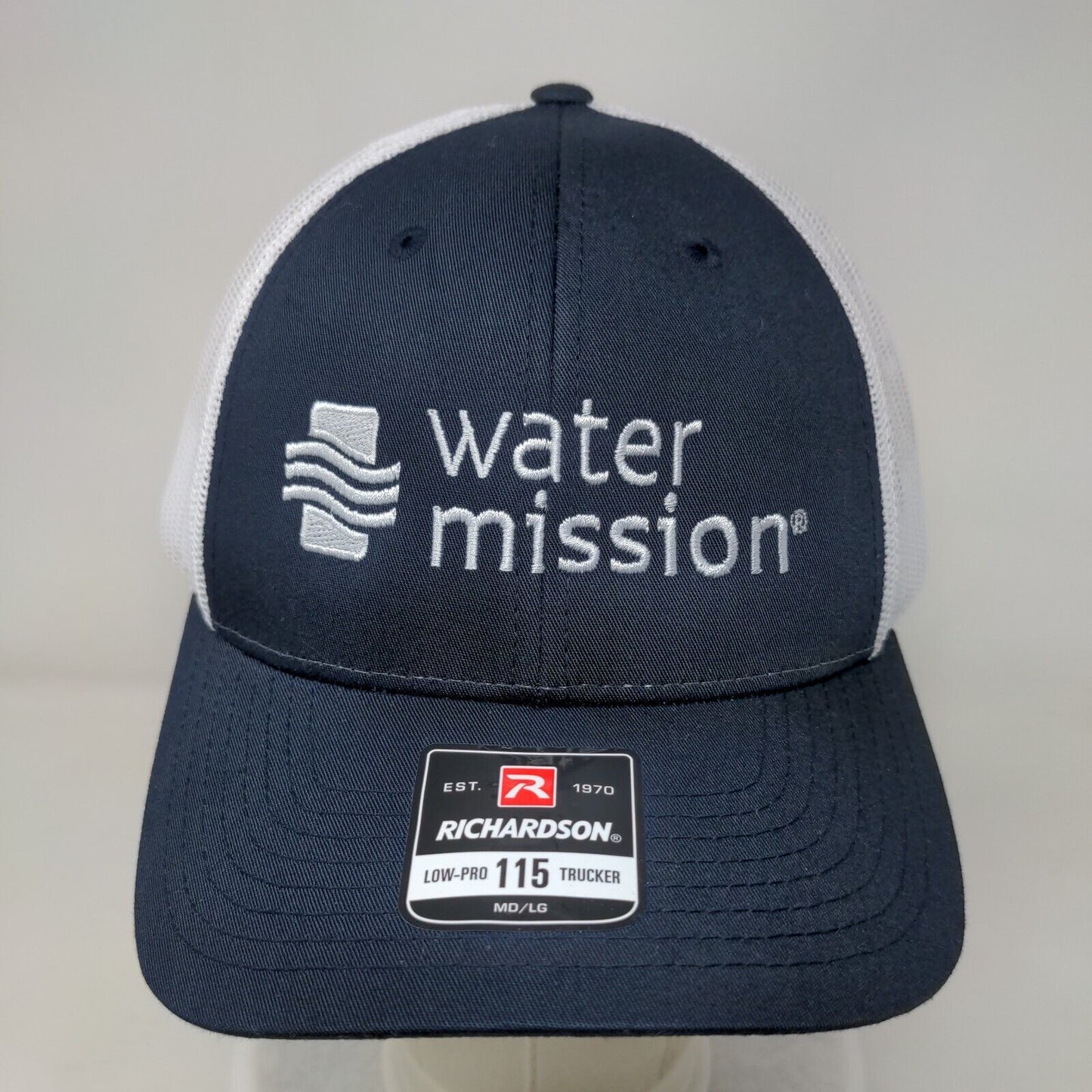 Water Mission Snapback Mesh Back Trucker Hat Blue M/L Colorblock