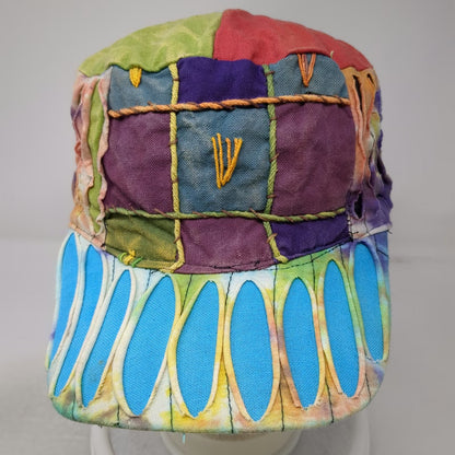 Rising International Army Cap Red Blue Green Patchwork Tie Dye Hat Bohemian