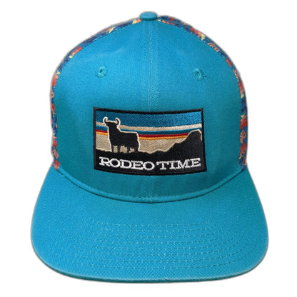 Dale Brisby Rodeo Time Blue Snapback Hat One Size Bull Southwestern Pattern Cap