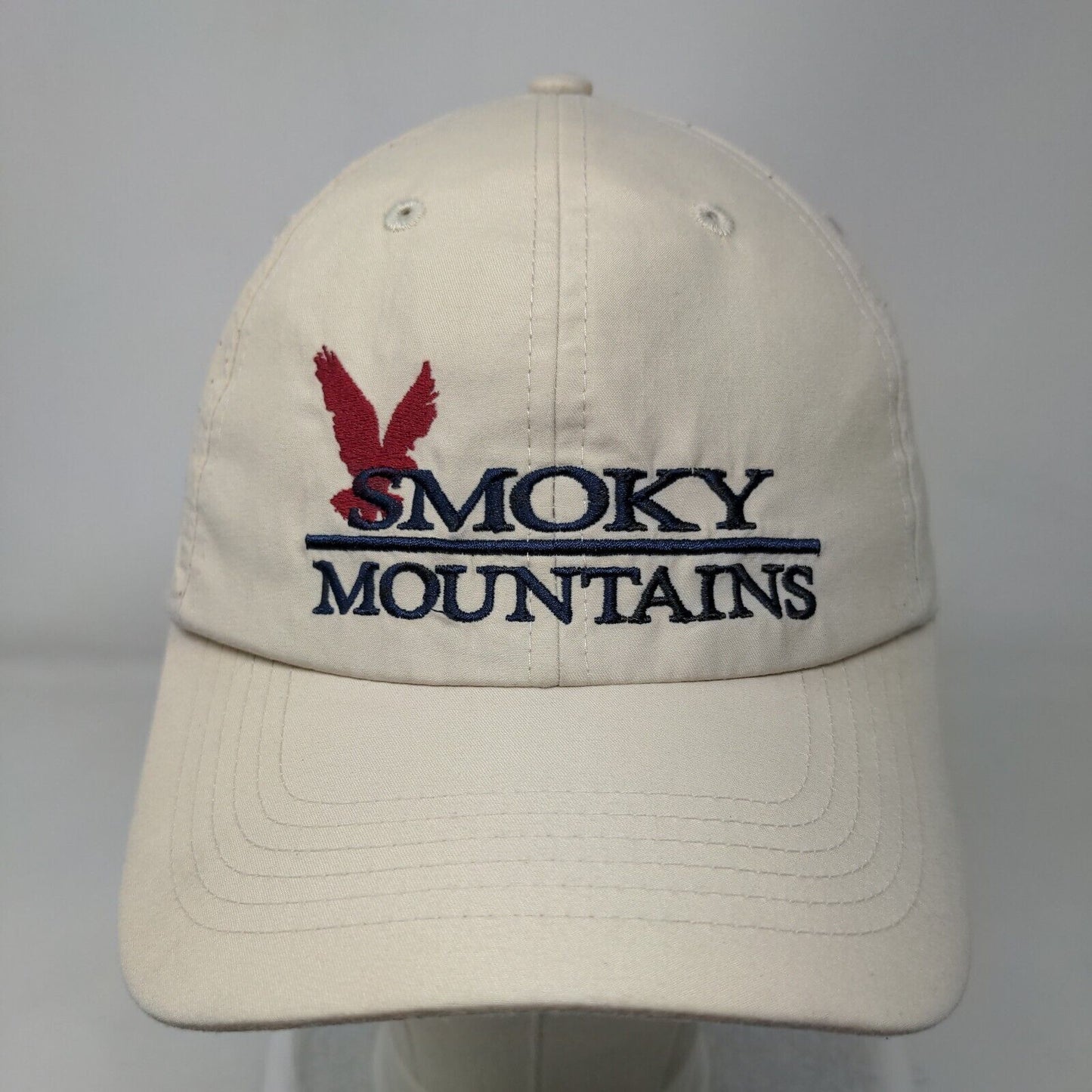 Smoky Mountains Strapback Hat Tan One Size Embroidered Laser Cut Jhats