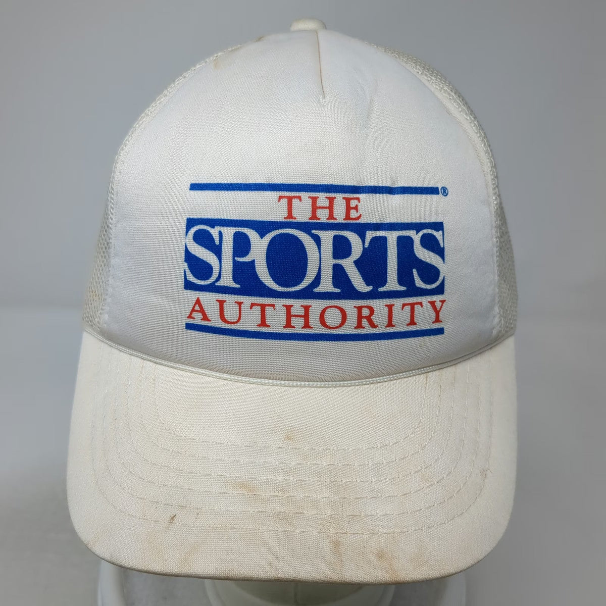 The Sports Authority Trucker Hat White OSFM Snapback Mesh Sporting Goods Logo