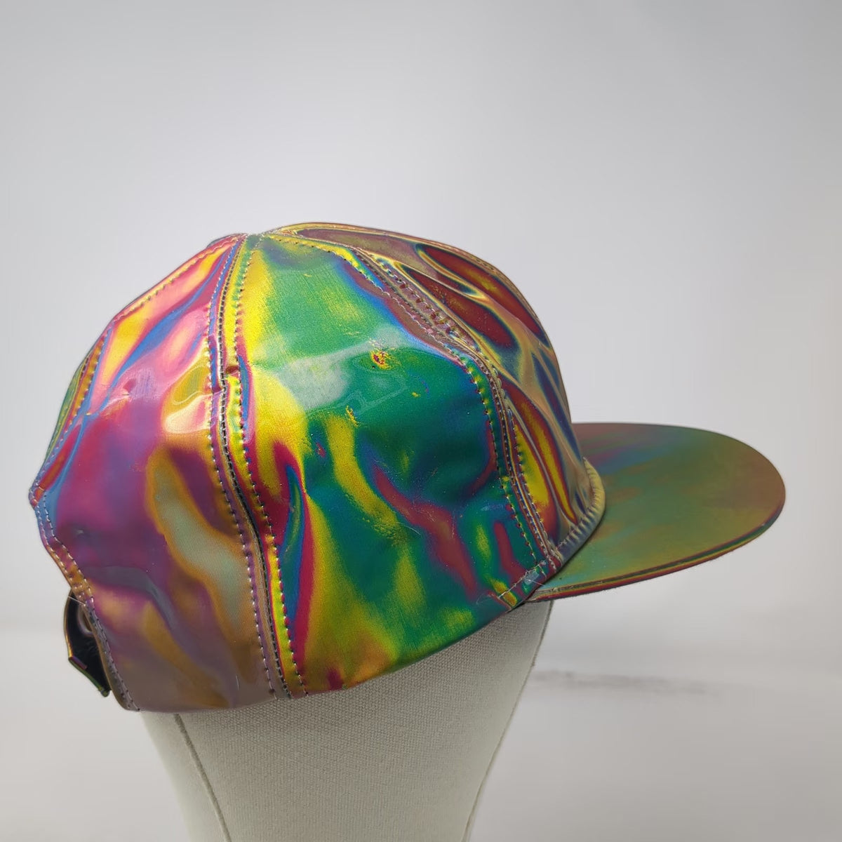 Baseball Cap Gold Pink Blue One Size Strapback Iridescent Rainbow Novelty Hat