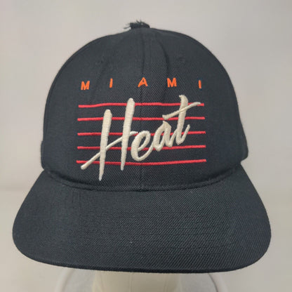 Mitchell & Ness Men's Snapback Hat Black Embroidered Miami Heat NBA Logo