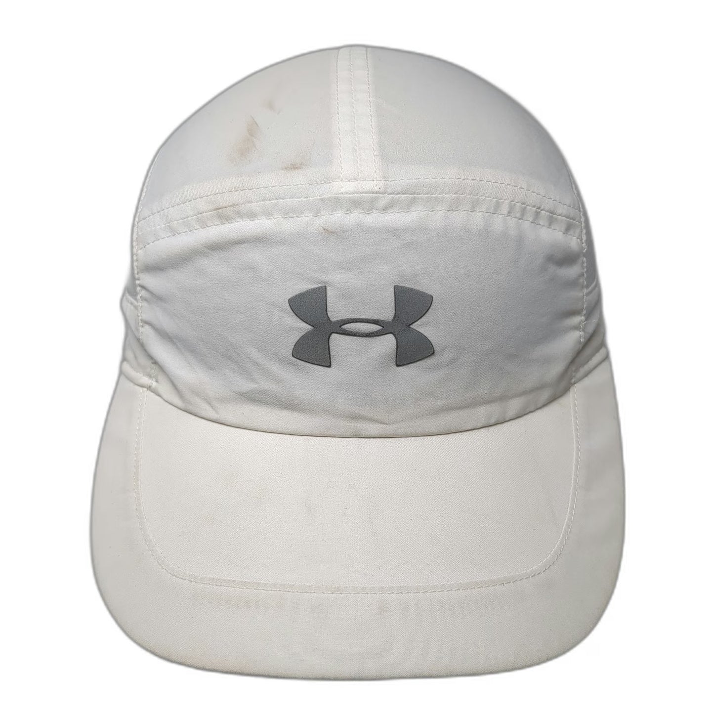 Under Armour White One Size 5 Panel Hat Mesh Strapback Reflective Logo
