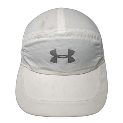 Under Armour White One Size 5 Panel Hat Mesh Strapback Reflective Logo