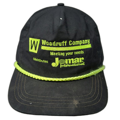 Sportsman 5 Panel Black Yellow Rope Snapback Hat Woodruff Company Jomar Vintage