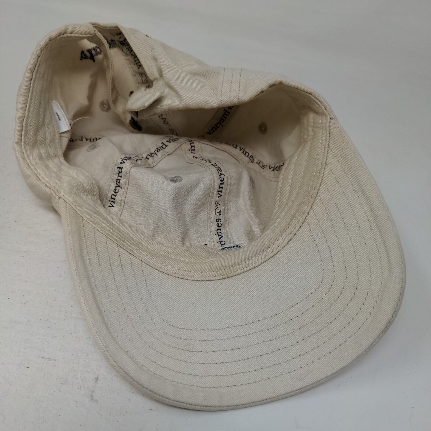 Vineyard Vines Slideback Hat Tan One Size Adjustable Embroidered 6 Panel Cotton