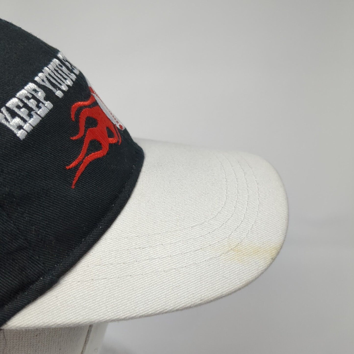 Keep Your Eye On The Ball Strapback Hat Black OS Adjustable Embroidered Cotton