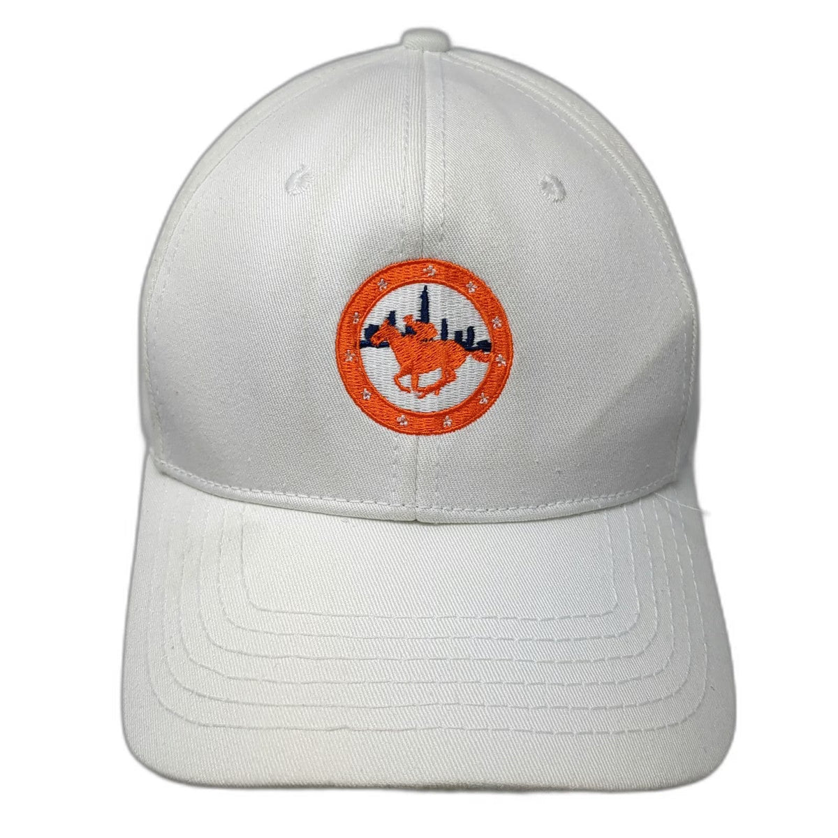 Headstart White Snapback Hat One Size City Skyline Horse Embroidered Cotton