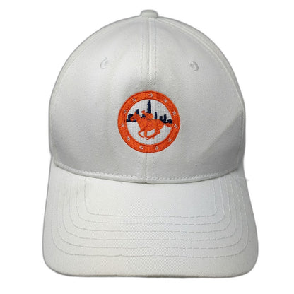 Headstart White Snapback Hat One Size City Skyline Horse Embroidered Cotton